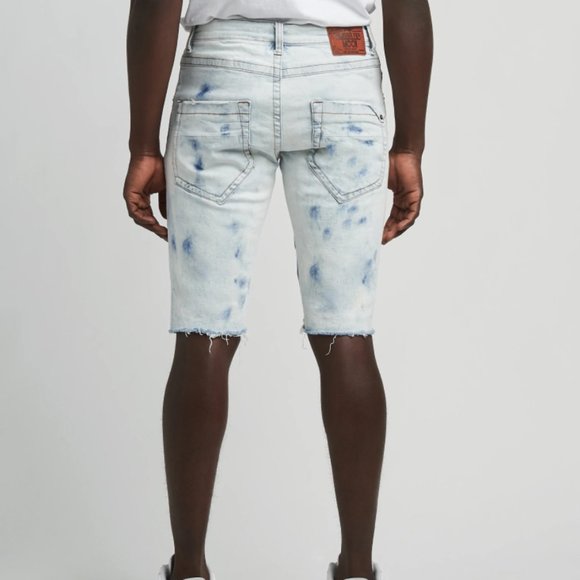 Smugglers Rip Denim Shorts Jeans Streetwear Bleached Indigo Men's Size 328 NEW - Picture 2 of 3